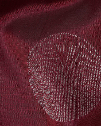 Maroon Circular Zari Butta Pure Soft Silk Saree, 5.5 Meters with Blouse Piece, Handwoven from India-D22742