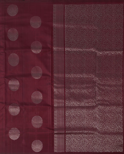 Maroon Circular Zari Butta Pure Soft Silk Saree, 5.5 Meters with Blouse Piece, Handwoven from India-D22742