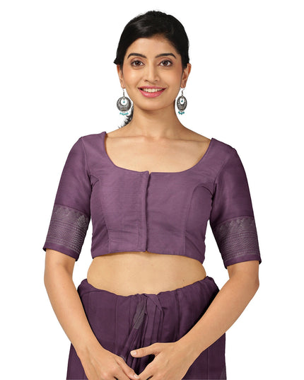 Purple Circular Zari Butta Pure Soft Silk Saree, 5.5 Meters with Blouse Piece, Handwoven from India-D22743