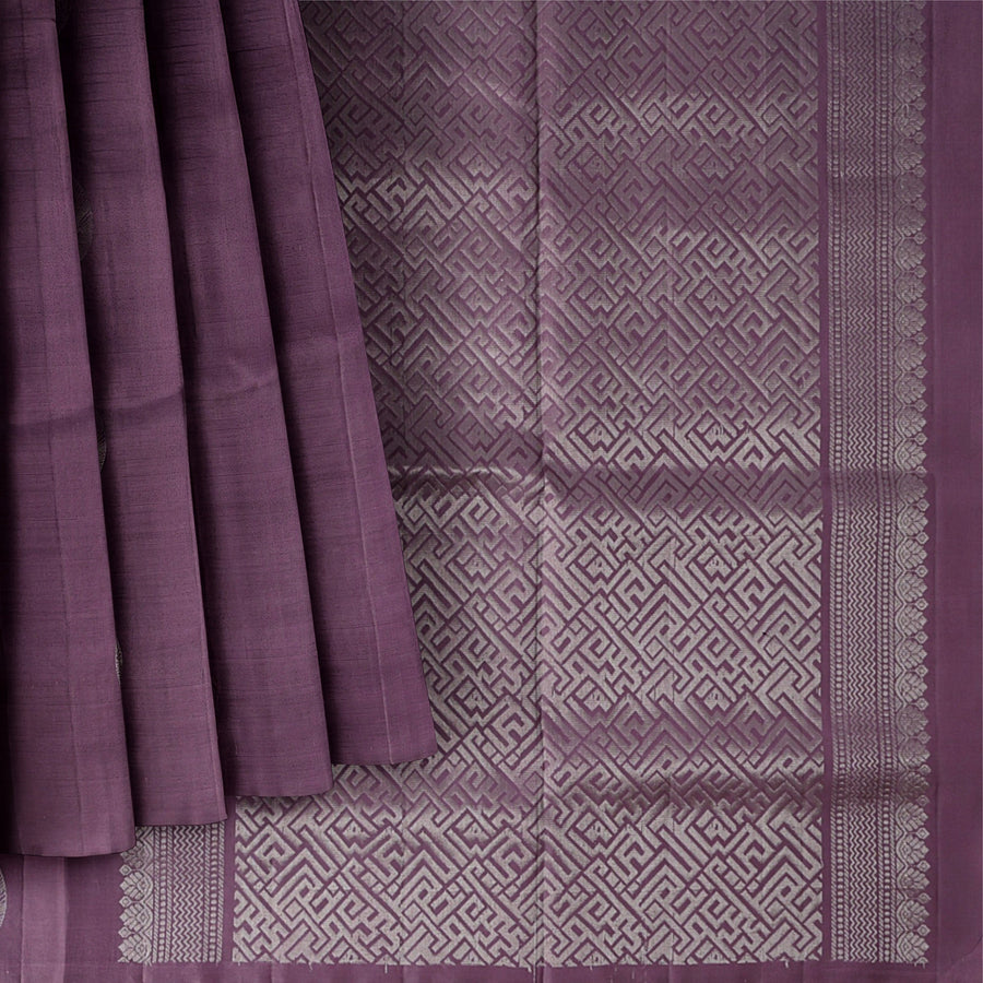 Purple Circular Zari Butta Pure Soft Silk Saree, 5.5 Meters with Blouse Piece, Handwoven from India-D22743