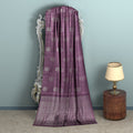 Purple Circular Zari Butta Pure Soft Silk Saree, 5.5 Meters with Blouse Piece, Handwoven from India-D22743