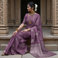 Purple Circular Zari Butta Pure Soft Silk Saree, 5.5 Meters with Blouse Piece, Handwoven from India-D22743