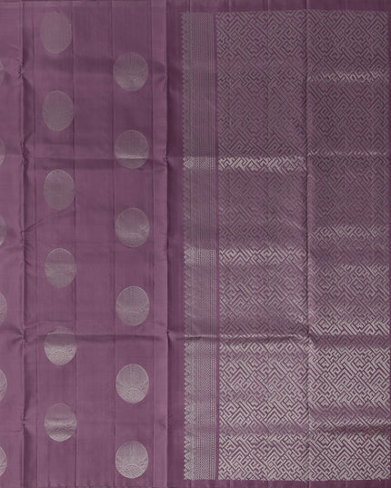 Purple Circular Zari Butta Pure Soft Silk Saree, 5.5 Meters with Blouse Piece, Handwoven from India-D22743