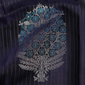Midnight Blue Striped Body with Traditional Butta Motifs Pure Soft Silk Saree, 5.5 Meters with Blouse, Handwoven from India-D22744