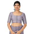 Lavender Silver Zari Butta Weave Pure Soft Silk Saree, 5.5 Meters with Blouse, Handwoven from India-D22746