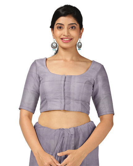 Lavender Silver Zari Butta Weave Pure Soft Silk Saree, 5.5 Meters with Blouse, Handwoven from India-D22746