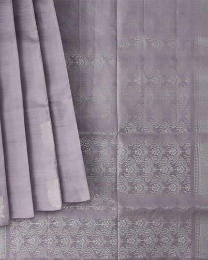 Lavender Silver Zari Butta Weave Pure Soft Silk Saree, 5.5 Meters with Blouse, Handwoven from India-D22746