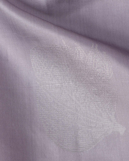 Lavender Silver Zari Butta Weave Pure Soft Silk Saree, 5.5 Meters with Blouse, Handwoven from India-D22746