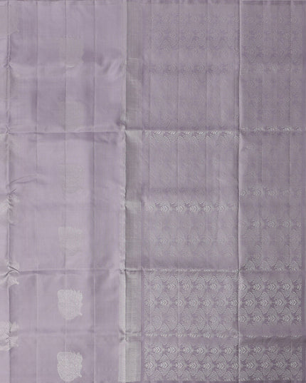 Lavender Silver Zari Butta Weave Pure Soft Silk Saree, 5.5 Meters with Blouse, Handwoven from India-D22746