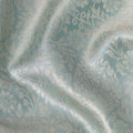 Sea Green and Silver Geometric Zari Woven Kanjeevaram Pure Silk Bridal Saree, Subtle Butta Pattern with Contrast Border, 110 cm Width, Made in India-D22754