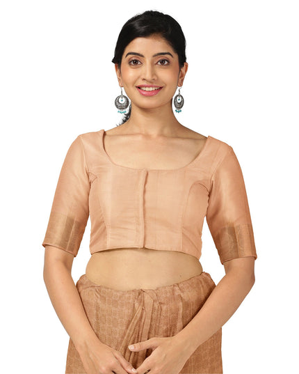 Golden Peach Self Zari Circle Motif Kanjeevaram Pure Silk Bridal Saree, Subtle Checked Weave and Lustrous Finish, 110 cm Width, Made in India-D22760