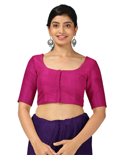 Purple and Rani Pink Bold Leaf Zari Motif Kanjeevaram Pure Silk Bridal Saree, Contrast Pallu with Minimal Gold Border, 110 cm Width, Made in India-D22763