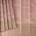 Blush Pink and Gold Subtle Zari Checked Kanjeevaram Pure Silk Bridal Saree, Minimalist Design with Soft Contrast Border, 110 cm Width, Made in India-D22769 - Regal Fabrics