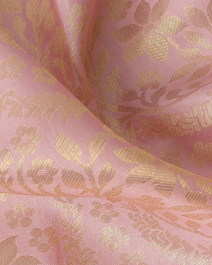 Blush Pink and Gold Subtle Zari Checked Kanjeevaram Pure Silk Bridal Saree, Minimalist Design with Soft Contrast Border, 110 cm Width, Made in India-D22769 - Regal Fabrics