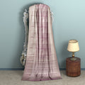 Icy Lilac and Mauve Zari Striped Kanjeevaram Pure Silk Bridal Saree, Subtle Checked Pattern with Soft Border Detailing, 110 cm Width, Made in India-D22773