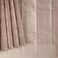 Dusty Rose and Silver Zari Woven Butta Kanjeevaram Pure Silk Bridal Saree, Temple Border with Subtle Motif Pallu, 110 cm Width, Made in India-D22774