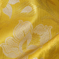 Sunflower Yellow Gold and Silver Floral Brocade Kanjeevaram Pure Silk Bridal Saree, All-Over Zari Weave with Classic Border, 110 cm Width, Made in India-D22775