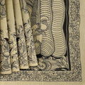 Cream Chennori Silk Pen Kalamkari Saree with Handpainted Traditional Motifs, Width 110 Cms, Origin: Sri Kalahasthi, India, 5.5 Mtrs with Blouse Piece-D22830