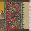 Mustard Yellow Bangalore Silk Pen Kalamkari Saree with Handpainted Epic Narratives, Width 110 Cms, Origin: Sri Kalahasthi, India, 5.5 Mtrs with Blouse Piece-D22839