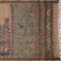 Pale Gold Tussar Silk Pen Kalamkari Saree with Handpainted Mythological Artwork, Width 110 Cms, Origin: Sri Kalahasthi, India, 5.5 Mtrs with Blouse Piece-D22852