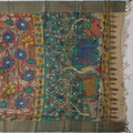 Burnt Sienna Tussar Silk Pen Kalamkari Saree with Handpainted Mythological Motifs, Width 110 Cms, Origin: Sri Kalahasthi, India, 5.5 Mtrs with Blouse Piece-D22857