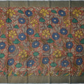 Burnt Sienna Tussar Silk Pen Kalamkari Saree with Handpainted Mythological Motifs, Width 110 Cms, Origin: Sri Kalahasthi, India, 5.5 Mtrs with Blouse Piece-D22857