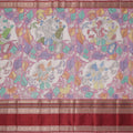 Multicolor Manipuri Silk Pen Kalamkari Saree with Handpainted Mythological Designs, Width 110 Cms, Origin: Sri Kalahasthi, India, 5.5 Mtrs with Blouse Piece-D22864