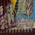 Burgundy Mangalagiri Silk Pen Kalamkari Saree with Handpainted Mythological Motifs, Width 110 Cms, Origin: Sri Kalahasthi, India, 5.5 Mtrs with Blouse Piece-D22865