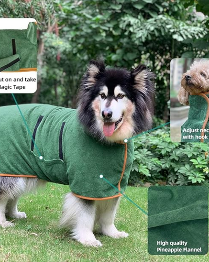Dog Robe (Velcro) + Waterproof Blanket, Size: XS (4-6 Kg) Regal Fabrics