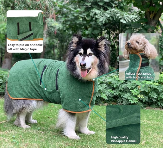 Dog Robe (Velcro) + Waterproof Blanket, Size: XS (4-6 Kg) Regal Fabrics