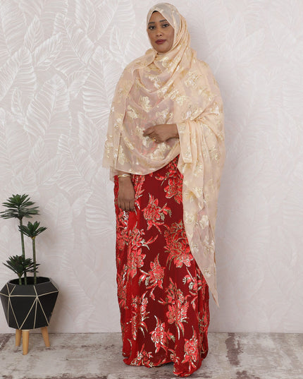 Creamy Opulence Gold-Leaf Silk Chiffon Garbasaar Fabric, 110 cm Wide – South Korean Luxe Textile-Piece of 2.0 Mtrs-D18665