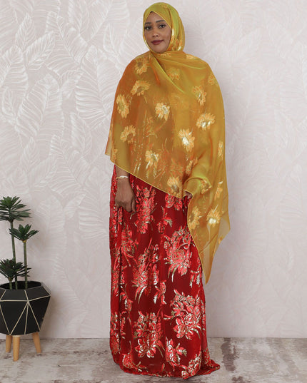 Golden Marigold Silk Chiffon Garbasaar Fabric, 110 cm Wide â€“ Radiant South Korean Weave- Piece of 2.0 Mtrs-D18672