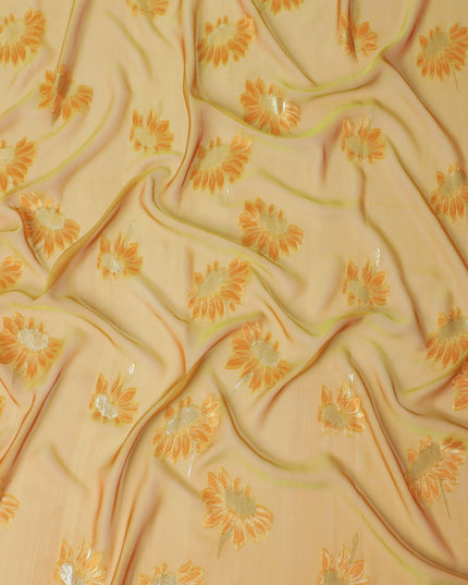 Golden Marigold Silk Chiffon Garbasaar Fabric, 110 cm Wide â€“ Radiant South Korean Weave- Piece of 2.0 Mtrs-D18672