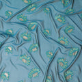 Azure Floral Glisten Silk Chiffon Garbasaar Fabric, 110 cm Wide – South Korean Luxury Weave- Piece of 2.0 Mtrs-D18673