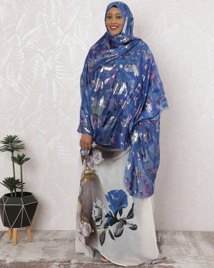 Iridescent Petal Cascade Silk Chiffon Garbasaar Fabric, 110 cm Wide â€“ French Crafted Textile Marvel- Piece of 2.0 Mtrs-D18680