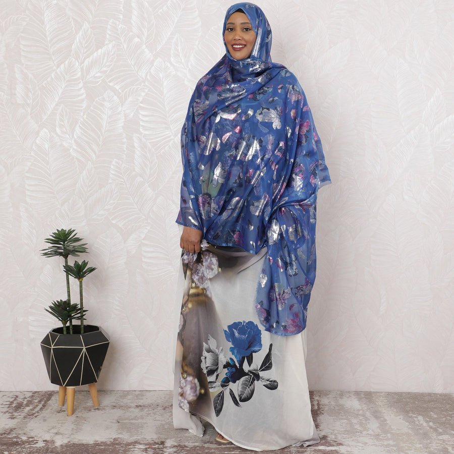 Iridescent Petal Cascade Silk Chiffon Garbasaar Fabric, 110 cm Wide â€“ French Crafted Textile Marvel- Piece of 2.0 Mtrs-D18680