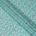 Aqua Elegance Embroidered Cotton Lawn Fabric - Tranquil Blue with White Florals, 110cm Width-D18753