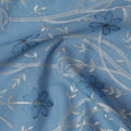 Sapphire Dreams Embroidered Cotton Lawn Fabric - Rich Blue with Silver Motifs, 110cm Width-D18757