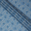 Sapphire Dreams Embroidered Cotton Lawn Fabric - Rich Blue with Silver Motifs, 110cm Width-D18757