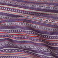 Bohemian Rhapsody Printed Cotton Lawn Fabric - Vibrant Purple Stripes & Tribal Motifs, 110cm Width-D18758