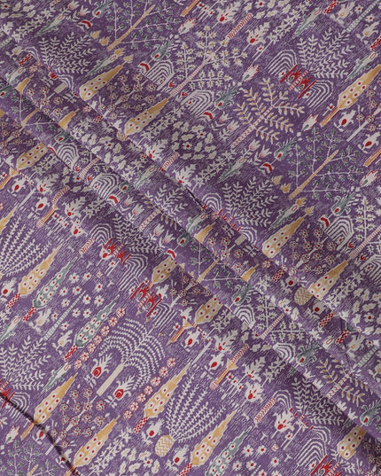 Enchanted Forest Cotton Lawn Fabric - Lavender Hues with Whimsical Woodland Print, 110cm Width-D18759