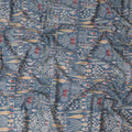Mystical Winter Cotton Lawn Fabric - Slate Blue with Red & Cream Folklore Patterns, 110cm Width-D18760 - Regal Fabrics
