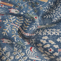 Mystical Winter Cotton Lawn Fabric - Slate Blue with Red & Cream Folklore Patterns, 110cm Width-D18760 - Regal Fabrics
