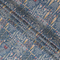 Mystical Winter Cotton Lawn Fabric - Slate Blue with Red & Cream Folklore Patterns, 110cm Width-D18760 - Regal Fabrics