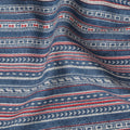 Global Tapestry Printed Cotton Lawn Fabric - Indigo and Red Geometric Stripes, 110cm Width-D18761 - Regal Fabrics