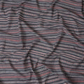 Global Rhythms Cotton Lawn Fabric - Charcoal with Red and White Striped Patterns, 110cm Width-D18763