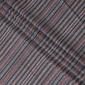 Global Rhythms Cotton Lawn Fabric - Charcoal with Red and White Striped Patterns, 110cm Width-D18763
