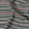 Tribal Echoes Cotton Lawn Fabric - Charcoal with Intricate Red and White Patterns, 110cm Width-D18765