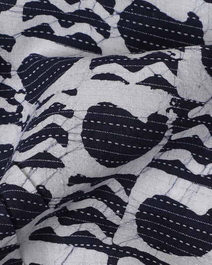 Abstract Nautical Cotton Lawn Fabric - Wavy Black & White Stripes, 110cm Width-D18767