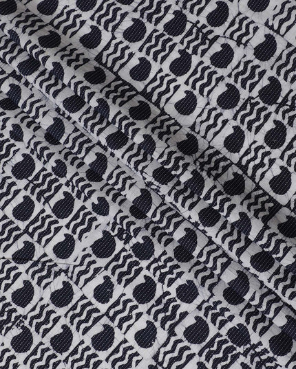 Abstract Nautical Cotton Lawn Fabric - Wavy Black & White Stripes, 110cm Width-D18767